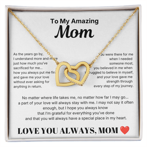 Interlocking Hearts Necklace - To My Amazing mom