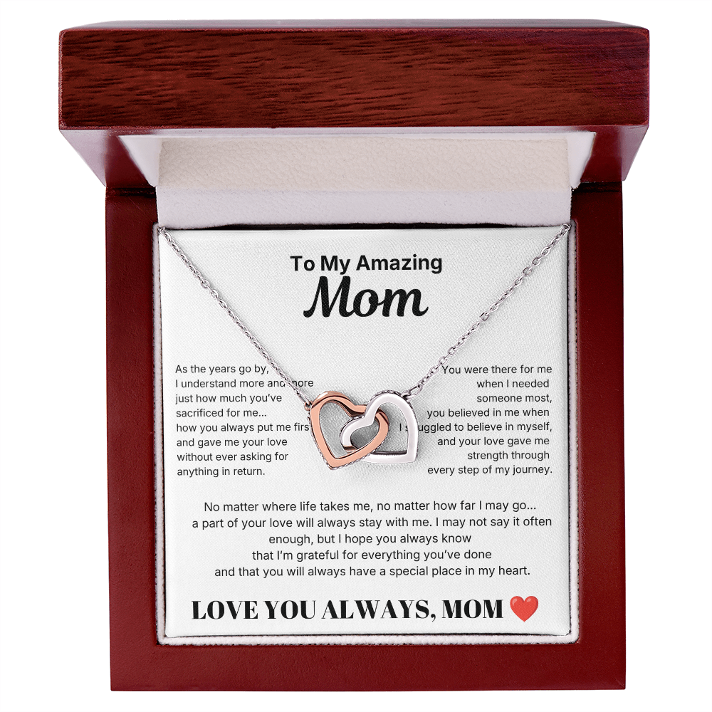 Interlocking Hearts Necklace - To My Amazing mom