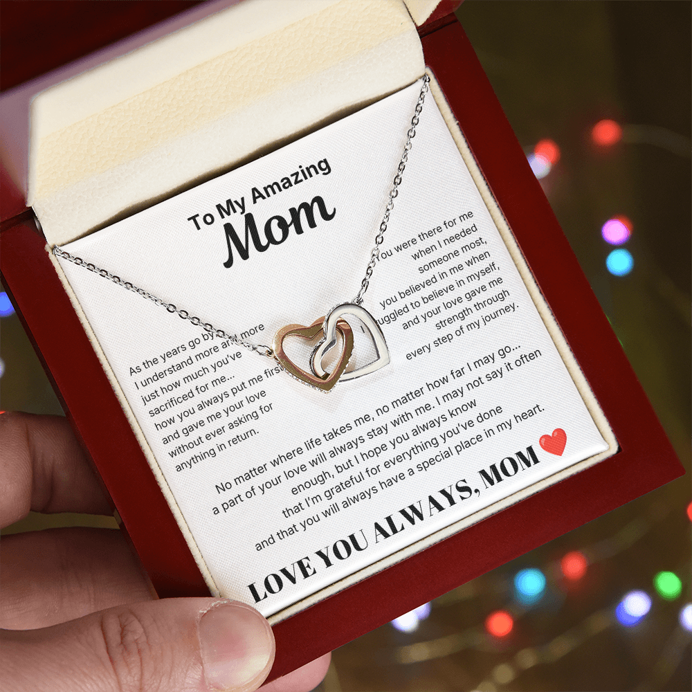 Interlocking Hearts Necklace - To My Amazing mom